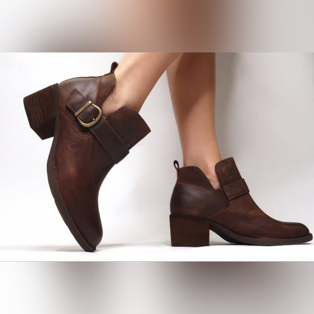 Born Ankle Boots Women's 10 Brown Leather Royce Western Boho Distressed New $160
